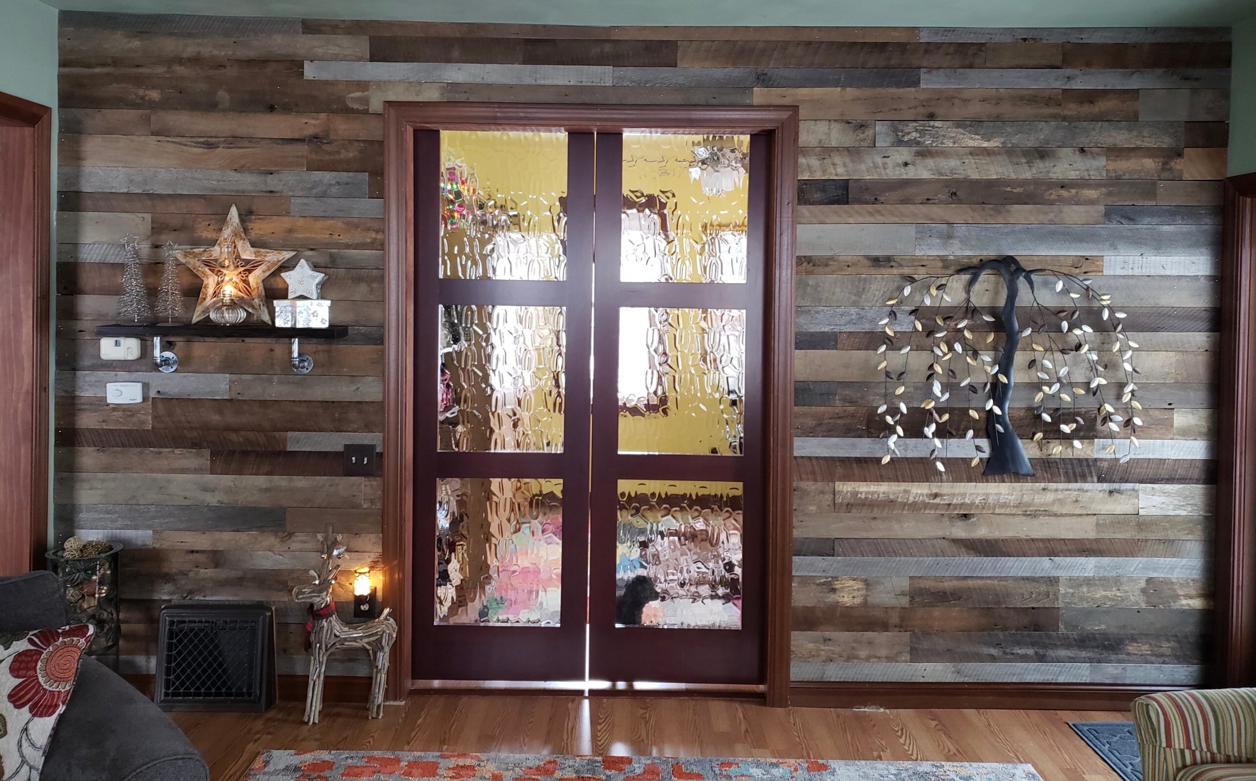 Brown Reclaimed Wood Planks for Wall 47”x 4”/ 15.8 Sq. Ft
