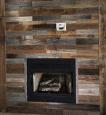 Grey & Brown Reclaimed Wall Board Fireplace