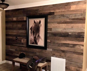 Grey & Brown Reclaimed Wall Board Accent Wall